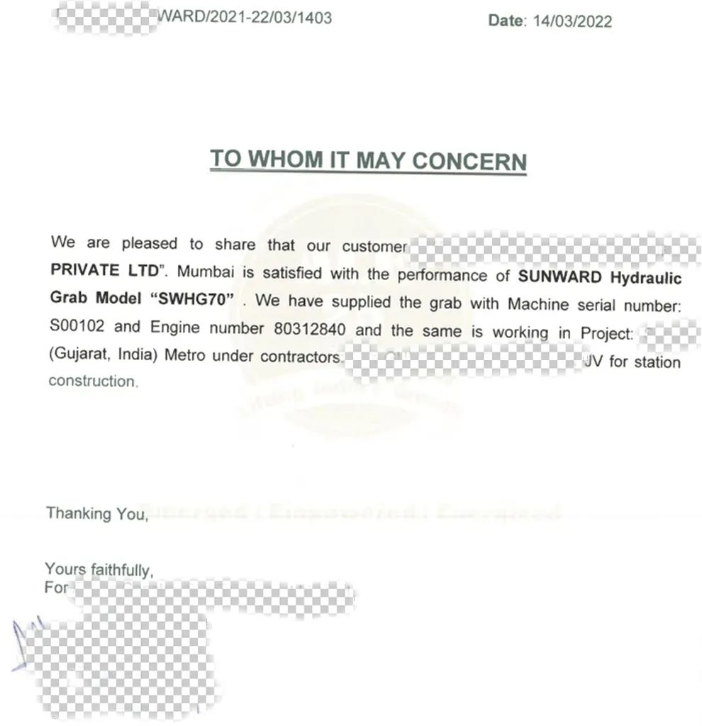 感谢信！安博官网体育(中国)有限公司官网
智能SWHG70液压抓斗助力海外基础施工获肯定