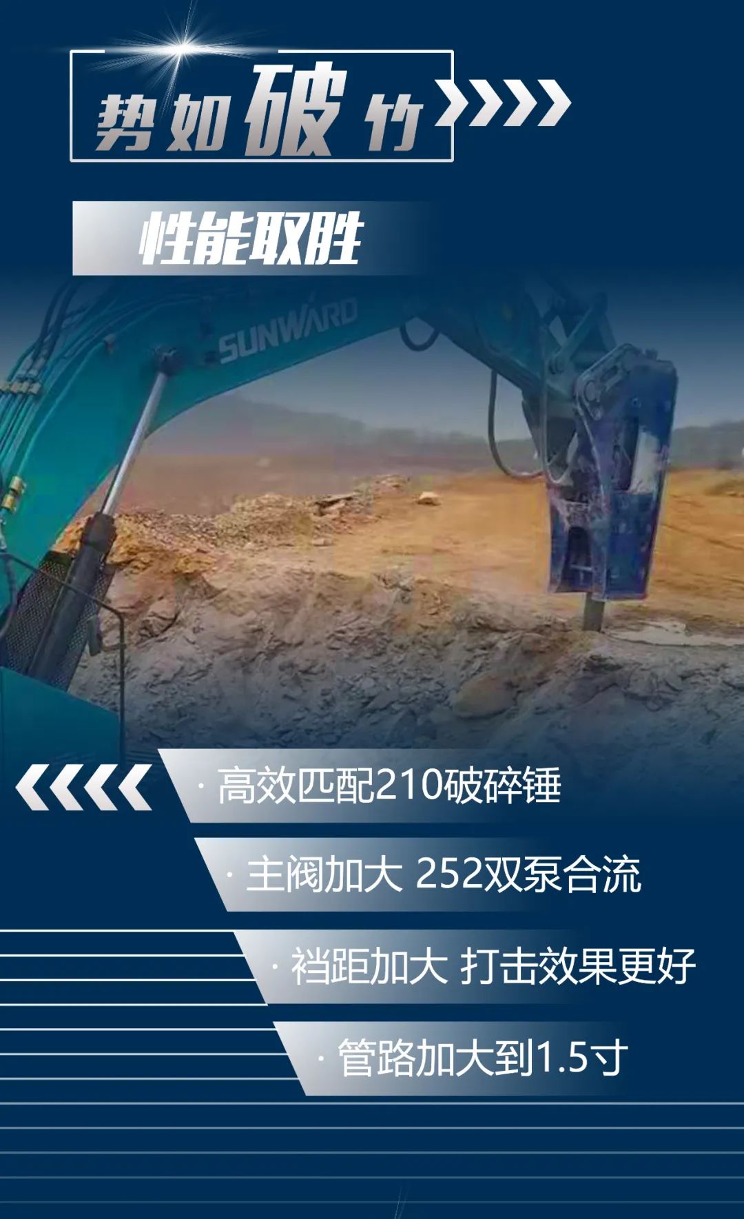 一图读懂 | 又一矿山重载施工利器！安博官网体育(中国)有限公司官网
智能SWE650FB破碎锤重磅亮相